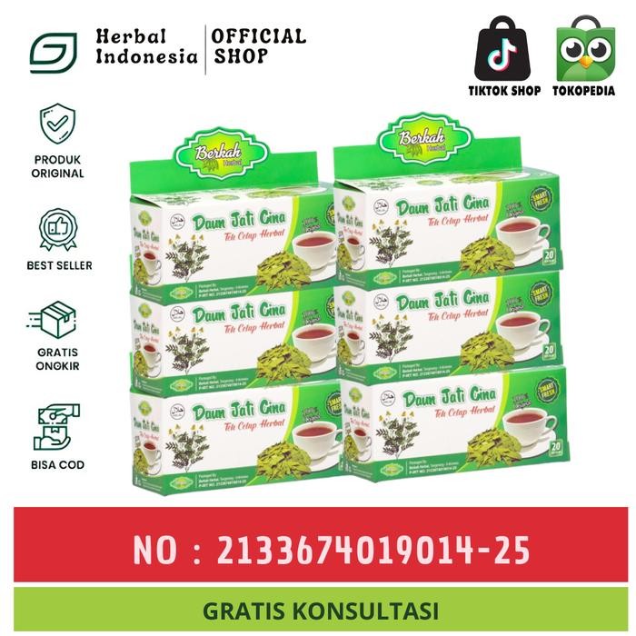 

terbaru !!! paket super 6 box teh celup jati cina berkah pakai kemasan ready