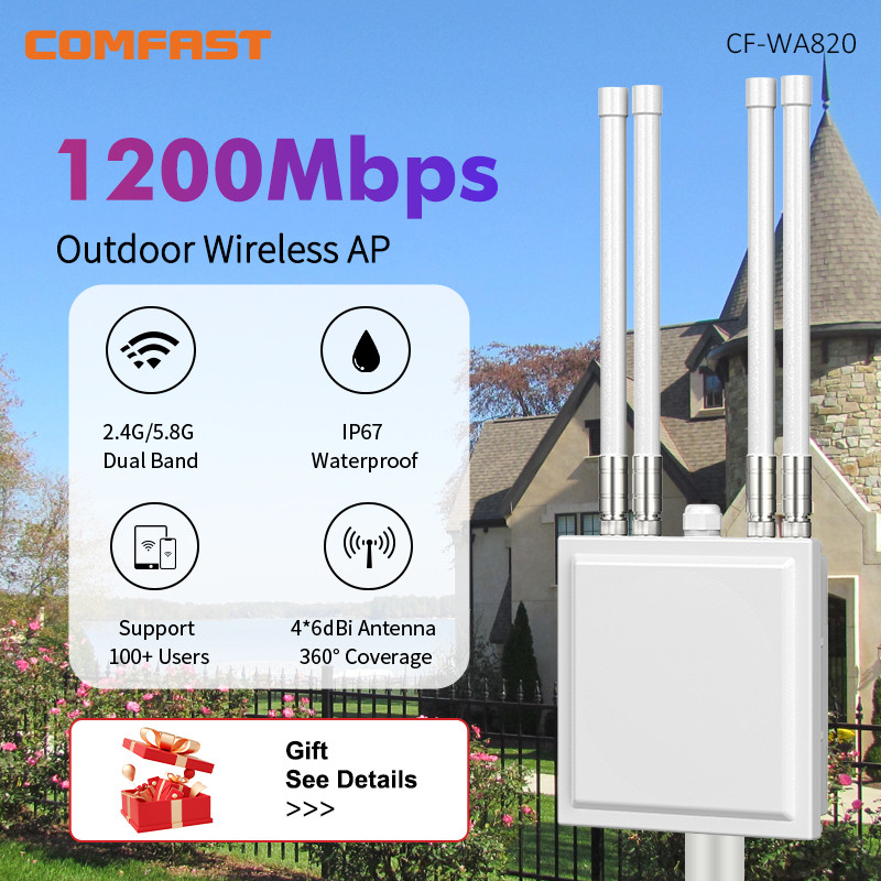 Sale CF-WA820 1200Mbps Gigabit 2.4G&5.8G Dual Band Outdoor AP High Power  IP67 Router Amplifier 360°