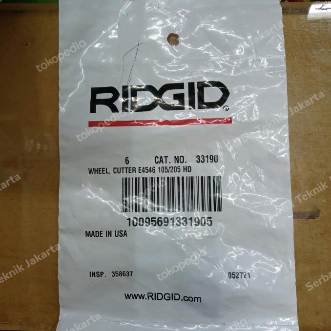 

SIAP KIRIM CUTTER WHEEL E4546 RIDGID 33190/ MATA POTONG