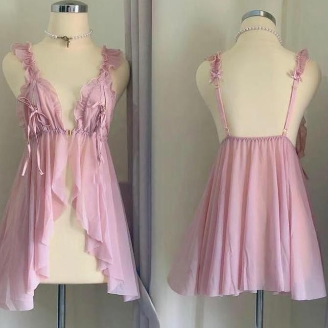 

Lp227 Sexy Lingerie Babydoll Kancing Depan Original