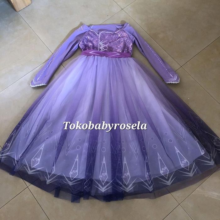 Gaun Dress Frozen Anak Perempuan Warna Lilac Premium {TerlarisBest Seller}