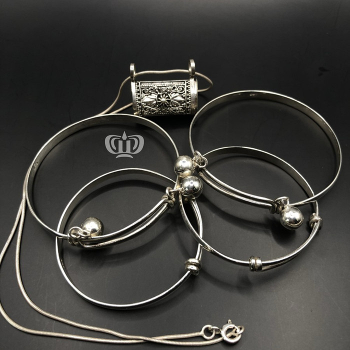 set perhiasan bayi perak gelang tangan kaki kalung