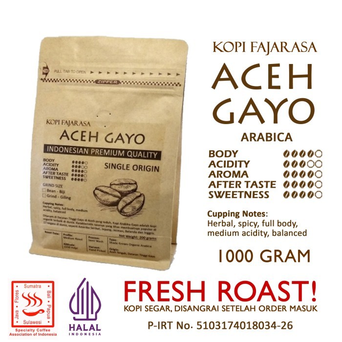 

Kopi Fajarasa Aceh Gayo Biji Kopi Arabica 1 Kg