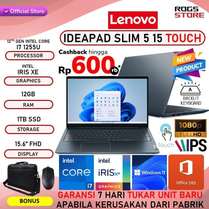 Lenovo Ideapad Slim 5 15 Touch Core I7-1255 12Gb 1Tb Ssd 15"Fhd Ips