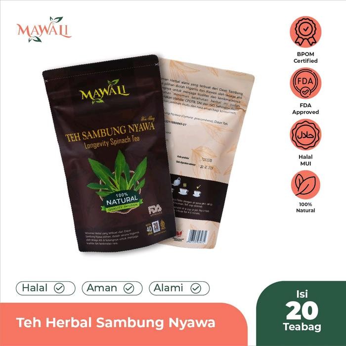 

terbaru !!! (paket 3 pouch) mawali teh herbal sambung nyawa bpom halal dan alami 20 tea bag halal