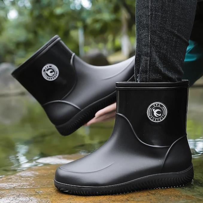 Prelesty Premium Sepatu Sawah Pria Boot Karet Full Hitam Kerja Proyek Anti Air Banjir Hujan PVC Mura