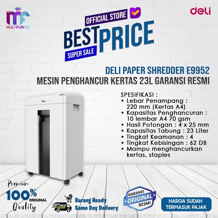 

TERBARU! Deli Paper Shredder E9952 Mesin Penghancur Kertas 23L Garansi Resmi