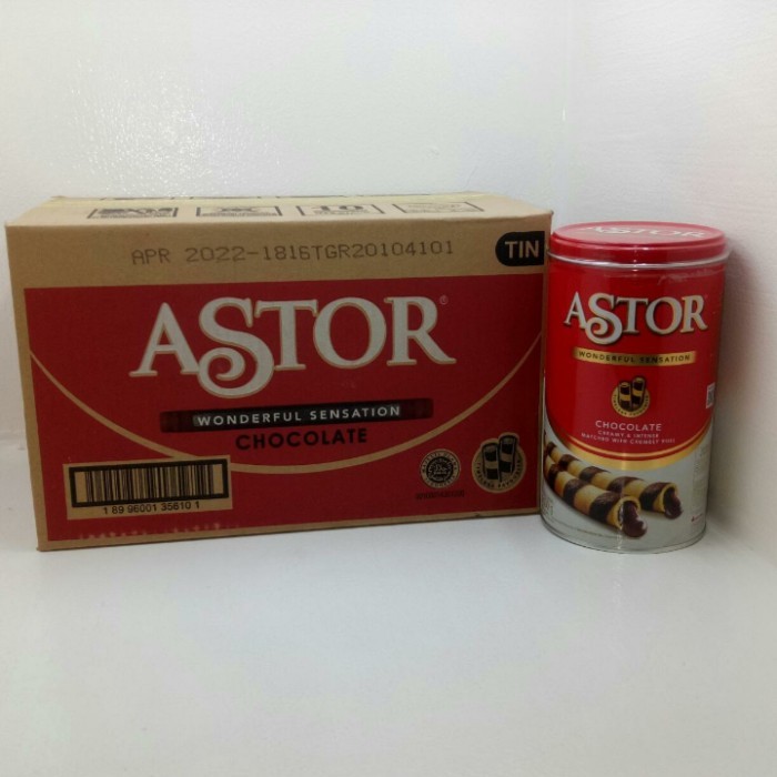 

1 Karton - Astor Double Coklat Wafer Roll 330Gr [6 Kaleng]