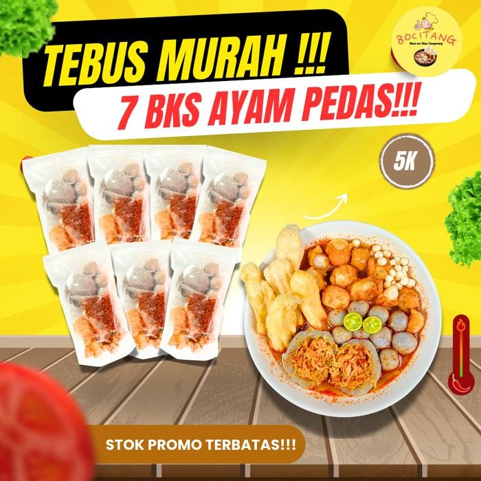 

7 Bungkus Baso Aci Ayam Suwir Pedas Instan Mie Kuah Seblak - Ekonomis Food