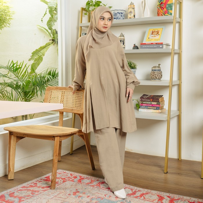 Lozy Hijab - Lea Set (One Set Linen Setelan Celana & Tunik Wanita)
