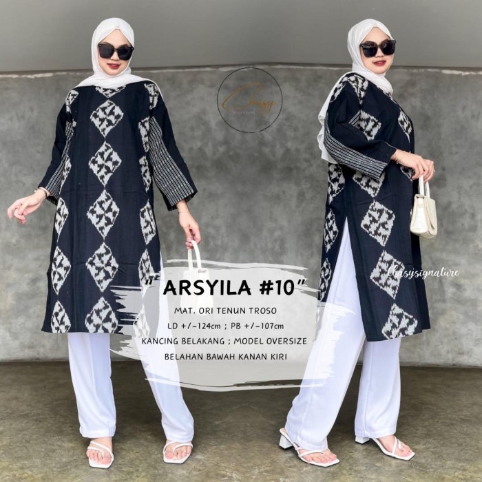 New Tunik Wanita Jumbo Lengan Panjang Tunik Tenun Jumbo Arsyila Terlaris