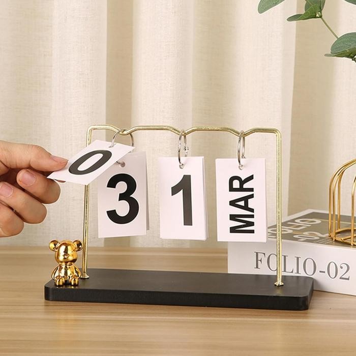 

Kalender Desktop Kantor Kreatif Eropa Bear Calendar Ornament Living Room Office Desktop Calendar