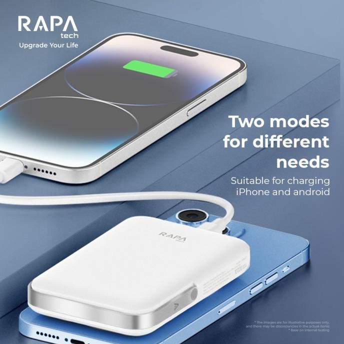 Powerbank RAPAtech Slim Original 10000mAh Wireless Fast Charging 15W + PD 20W with Metal Stand - Pow