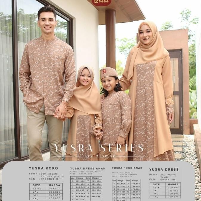 Terlaris Sarimbit Keke Yusra Series Dark Almond Original