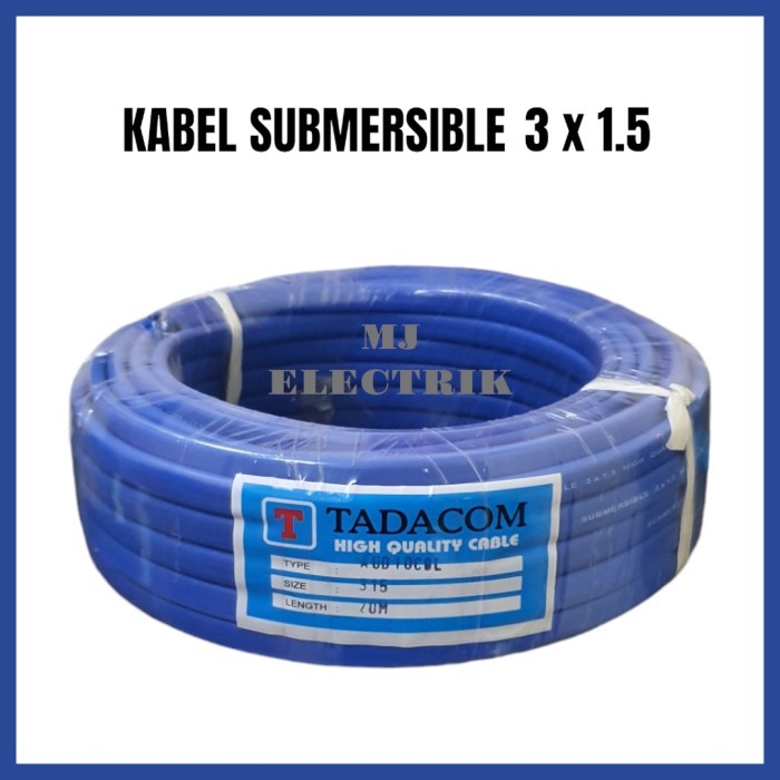 Kabel Submersible Sibel Kabel Pompa Air Satelit Serabut 3X1.5 Oval Biru 20 Meter