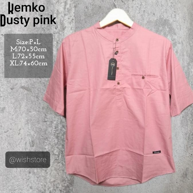 Kemeja Koko Pria Warna Dusty Pink Hanzain Collection