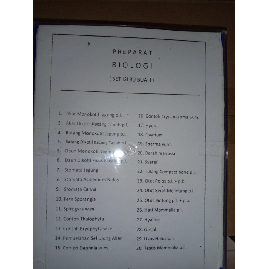 

PREPARAT BIOLOGI Set Isi 30pcs