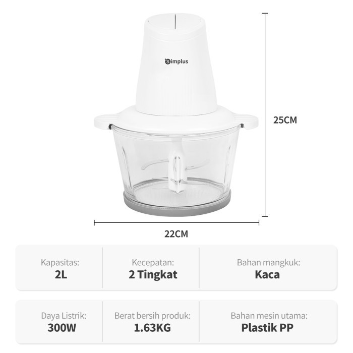 Simplus Blender Chopper Elektrik Alat Penggiling Daging Rumah Tangga