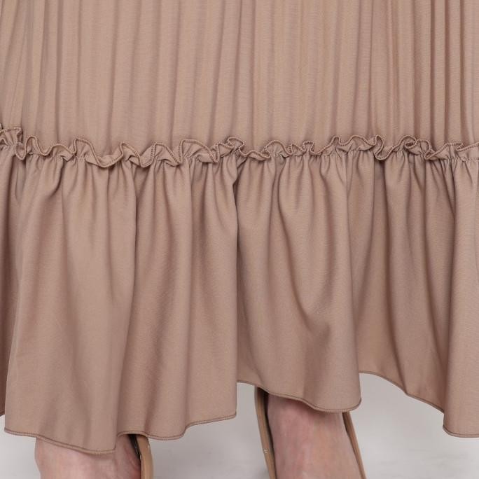 Terlaris Duapola Rok Panjang Wanita Plisket Remple 7276 - Coklat Susu Ready Stok