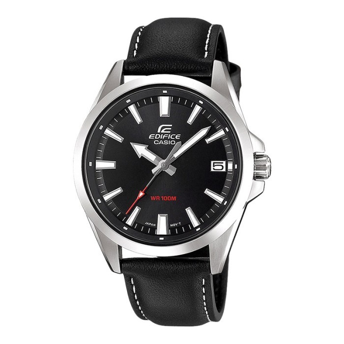 TERLARIS Casio Edifice EFV-100L-1AVUDF Men Black Dial Black Leather Strap