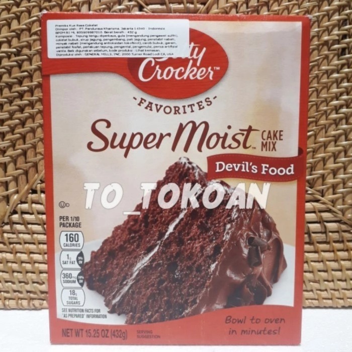 

BETTY CROCKER SUPER MOIST CAKE MIX DEVIL'S DEVILS FOOD 432 GR