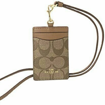 

COACH PVC ID Lanyard Signature Saddle AUTHENTIC USA