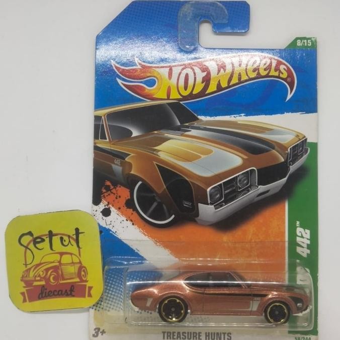 HOT WHEELS HOTWHEELS TREASURE HUNT TH REG OLDS 442 COKLAT BLUE CARD