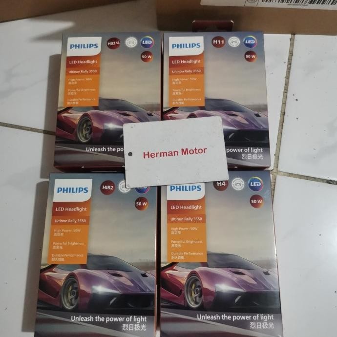 Bohlam Led Philips Ultinon Rally 3550 H4 Hir2 H11 H7 Hb3 Hb4 2X50Watt Original ( Mobilio Brio Rs Pro