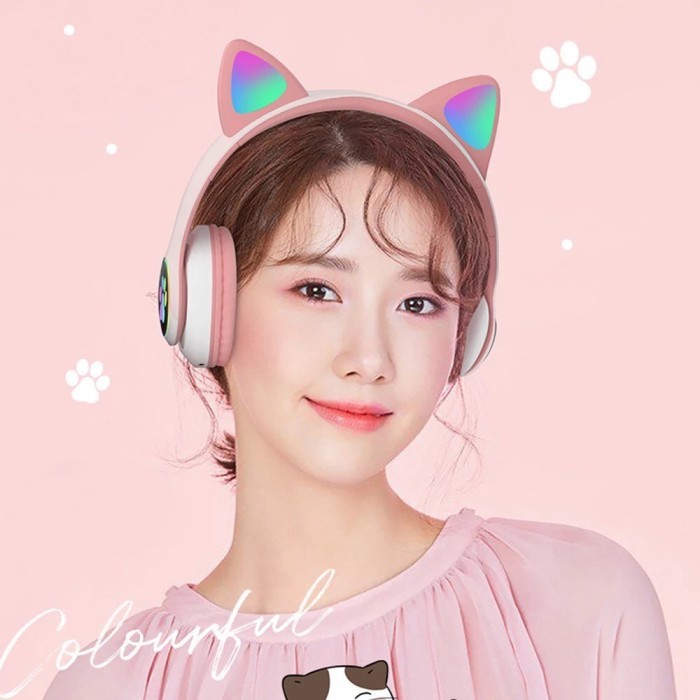 Headset Wireless Bando / Headset Bluetooth Bando Ear Cat Led