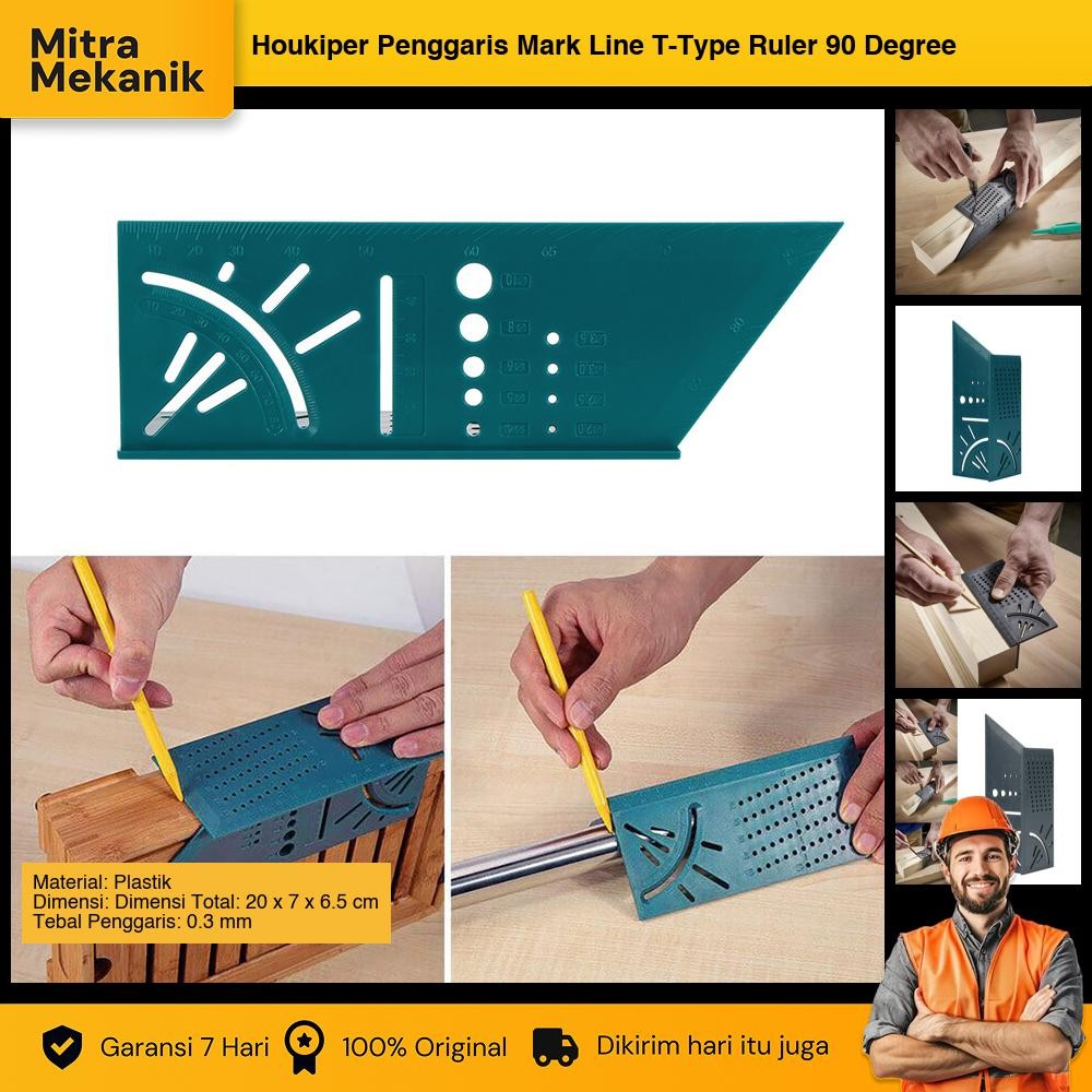 

Houkiper Penggaris Mark Line T-Type Ruler 90 Degree with Pencil - HK3D