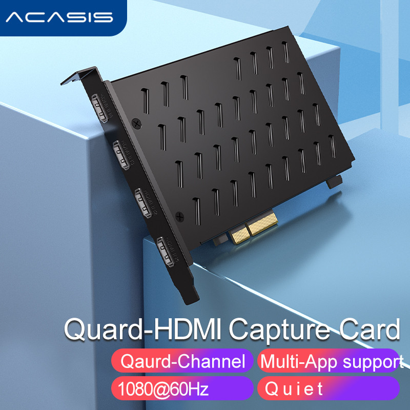 HUSI Acasis Quad HDMI-compatible PCIe Video Capture Card 1080P 60FPS 4-Channel Built-in Capture Devi