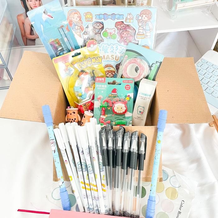 

terbaru !!! paket ukur box ukuran 20*20x8 cm alat tulis stationery sekolah kantor penghapus