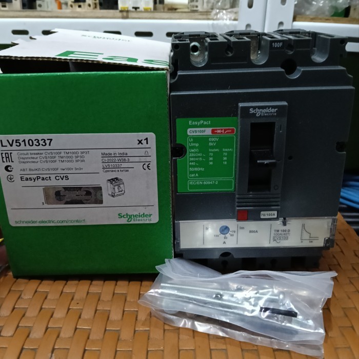 MCCB SCHNEIDER CVS100F 3P 100A/MCCB SCHNEIDER CVS 100F TM100D 3P3T LV510337 ORIGINAL ASLI