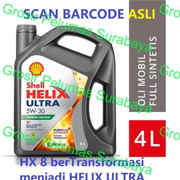 TERBARU - Oli Mobil bensin Original Scan Barcode Shell Helix HX8 5w-30 4 ltr