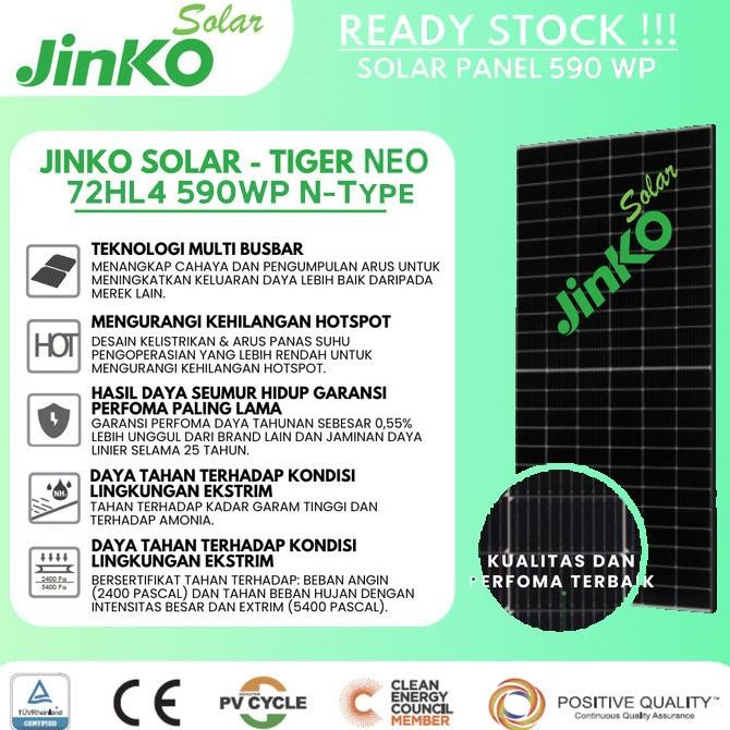 TERMURAH - Jinko Solar Cell / Panel Surya 590WP N-Type SNI Mono Tier 1 Bukan Trina Longi Free Packin