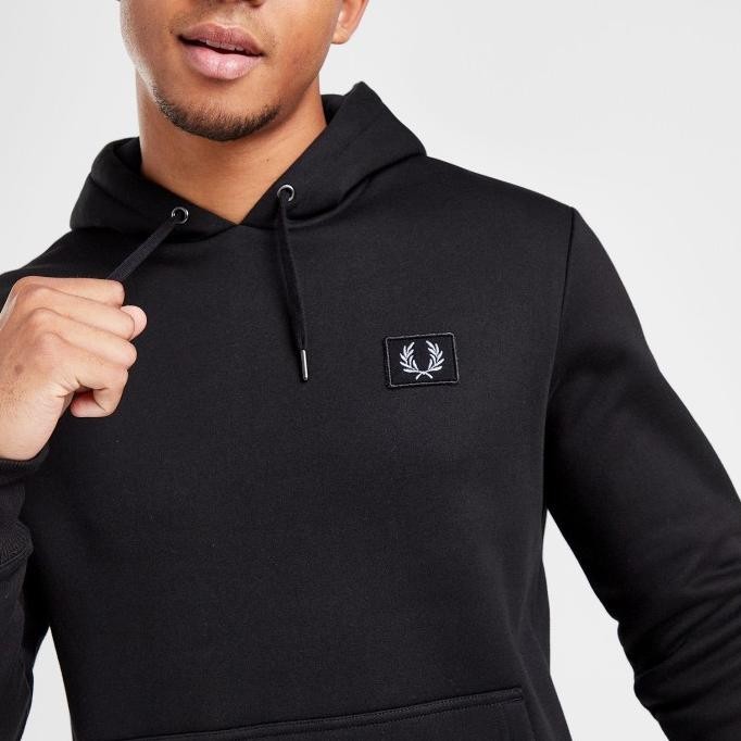 Fred Perry Badge Hoodie Black Original