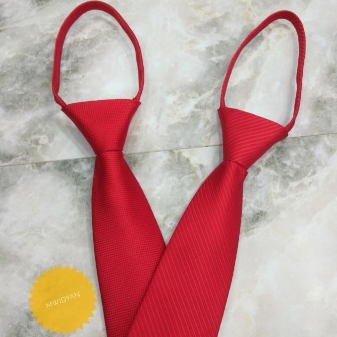 Dasi merah polos dasi merah instan dasi pria siap pakai dasi formal