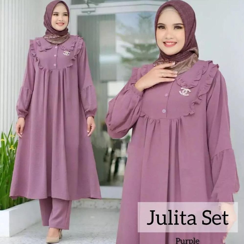 wwr-76 SIZE JUMBO Dress julita Set TERBARU TUNIK + CELANA bahan CRINKLE LD120 / dress cewek Terbaru 