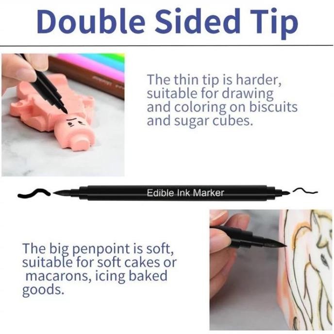 

EDIBLE FOOD PEN 1 PCS BLACK BOX DOUBLE SIDED UJUNG TUMPUL BISA DIMAKAN