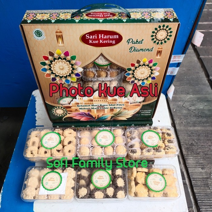 

New! Paket Kue Kering Lebaran Sari Harum Toples Persegi Diamond Idul Fitri