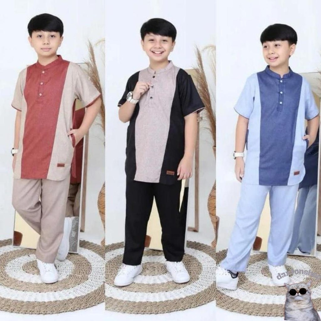 Setelan Baju Koko Anak Laki Laki Usia 1-13 Tahun Lengan Panjang Pendek Murah