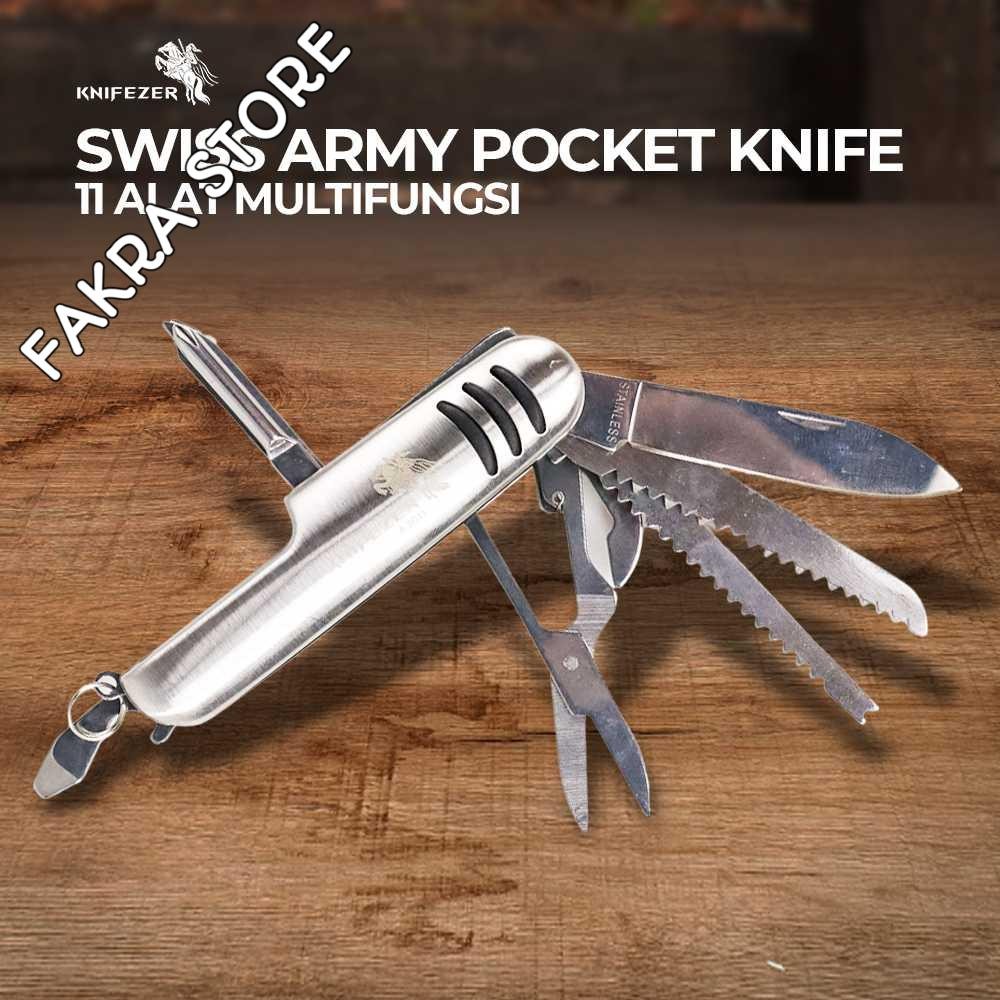 KNIFEZER Pisau Swiss Army Pocket Knife EDC Multifungsi 11in1 - A3011 Original Termurah