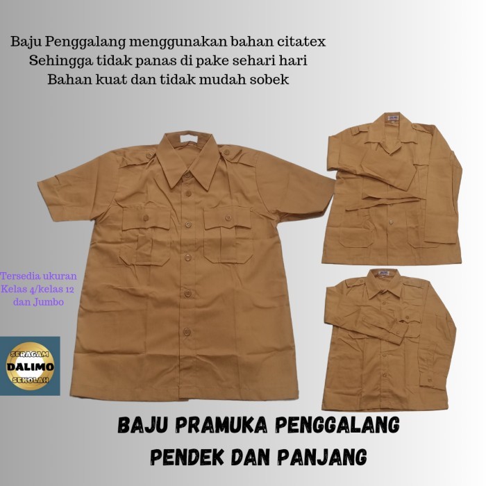 Baju Pramuka Pendek Kantong Atas Bawah Kelas 4 sampai SMP SMA DALIMO