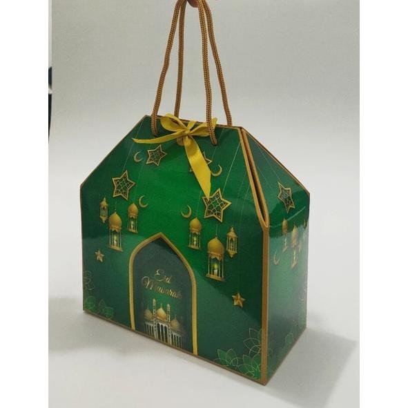 

BOX GABLE IDUL FITRI UNTUK ISI 2 JAR SILINDER 500,600ML KOTAK HAMPERS; UK 19x9.2x12 (PER 5PCS)