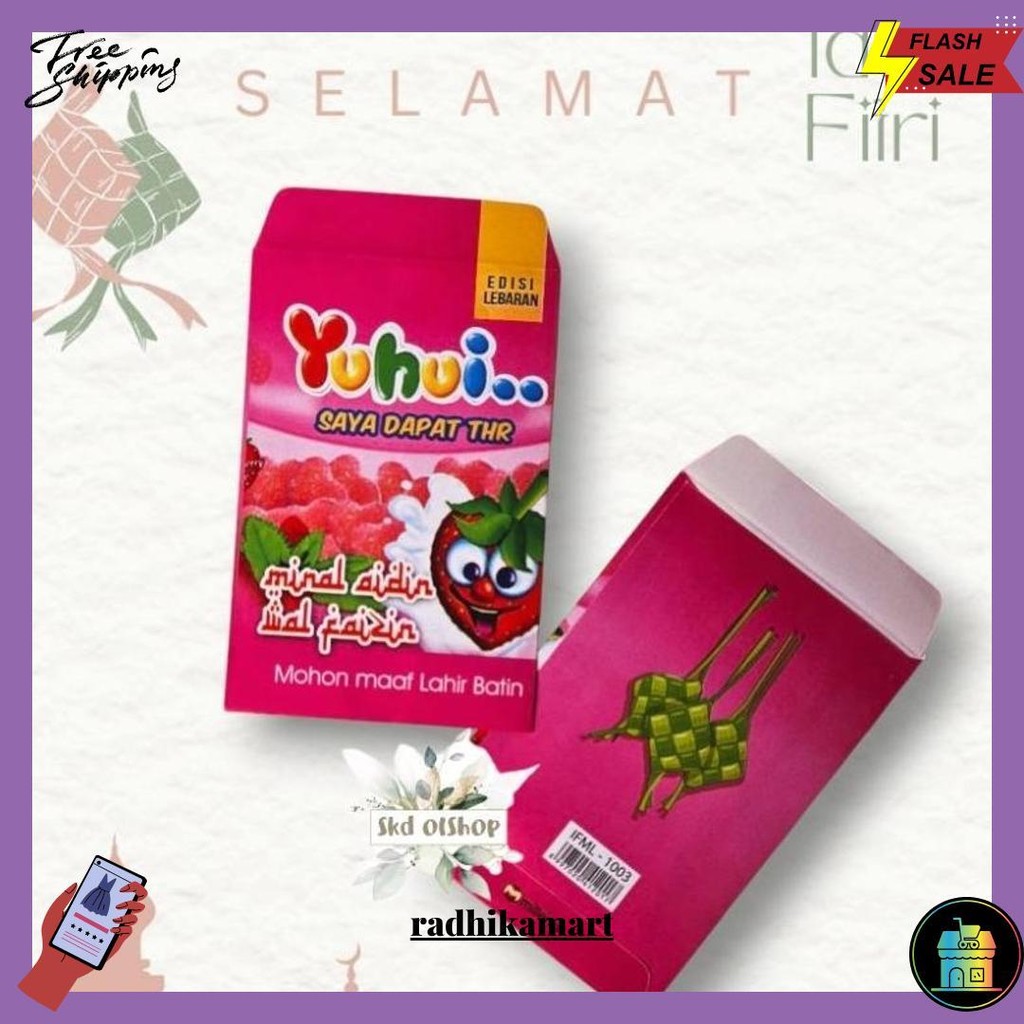 

100 Lembar Amplop Lebaran Karakter Motif Snack Serie A Ukuran Medium Mix Gambar Bisa Cod