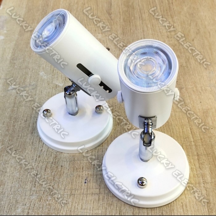 Kap Lampu Sorot E27 3Cm Plafon White + Led 7 Watt / Kap Spotlight E27