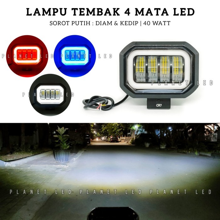 Lampu Tembak Sorot Led Cwl 4Mata Lensa 6D 40Watt Sorot Putih - Kotak