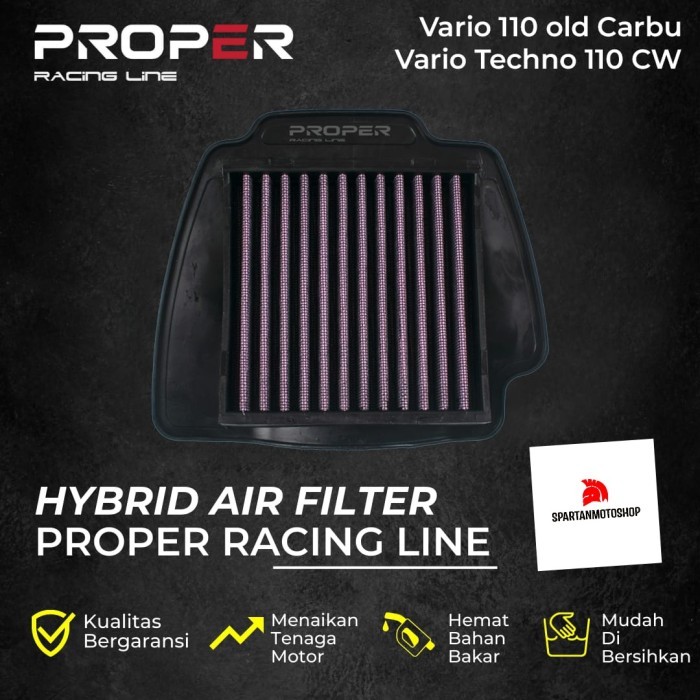 TERLARIS FILTER UDARA VARIO 110 KARBU VARIO TECHNO 110 PROPER RACING LINE HYBRID AIR FILTER SARINGAN