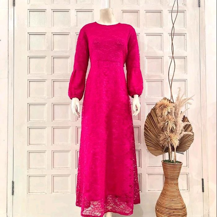 Gamis Brokat Tangan Balon/Gamis Brokat Muslim/Gamis Seragam Pesta/Gamis Seragam Pengajian/Gamis