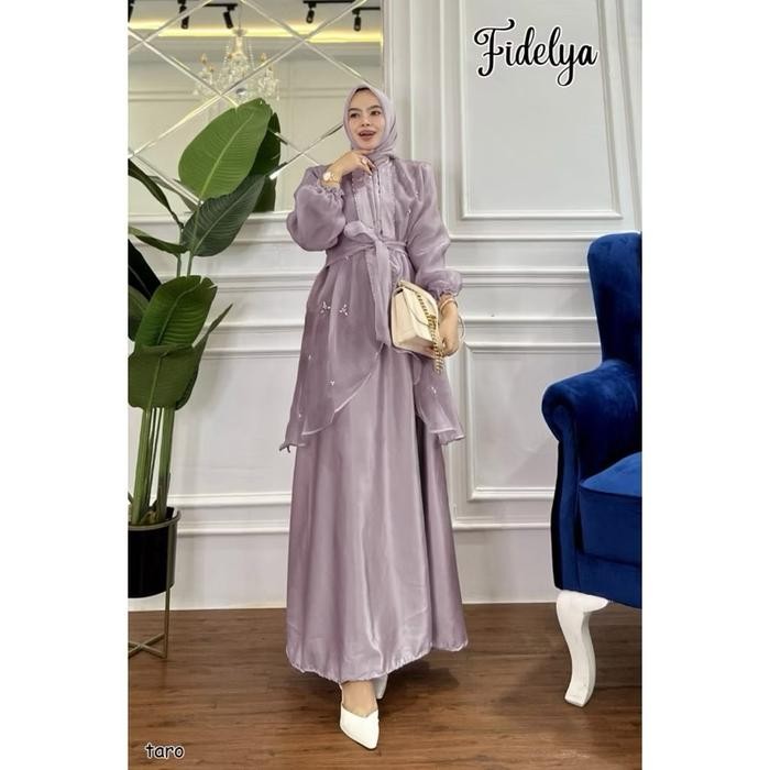 Fidelya - Gamis Pesta Kondangan Dress Lamaran Maxi Muslim Maxmara Velvet Payet